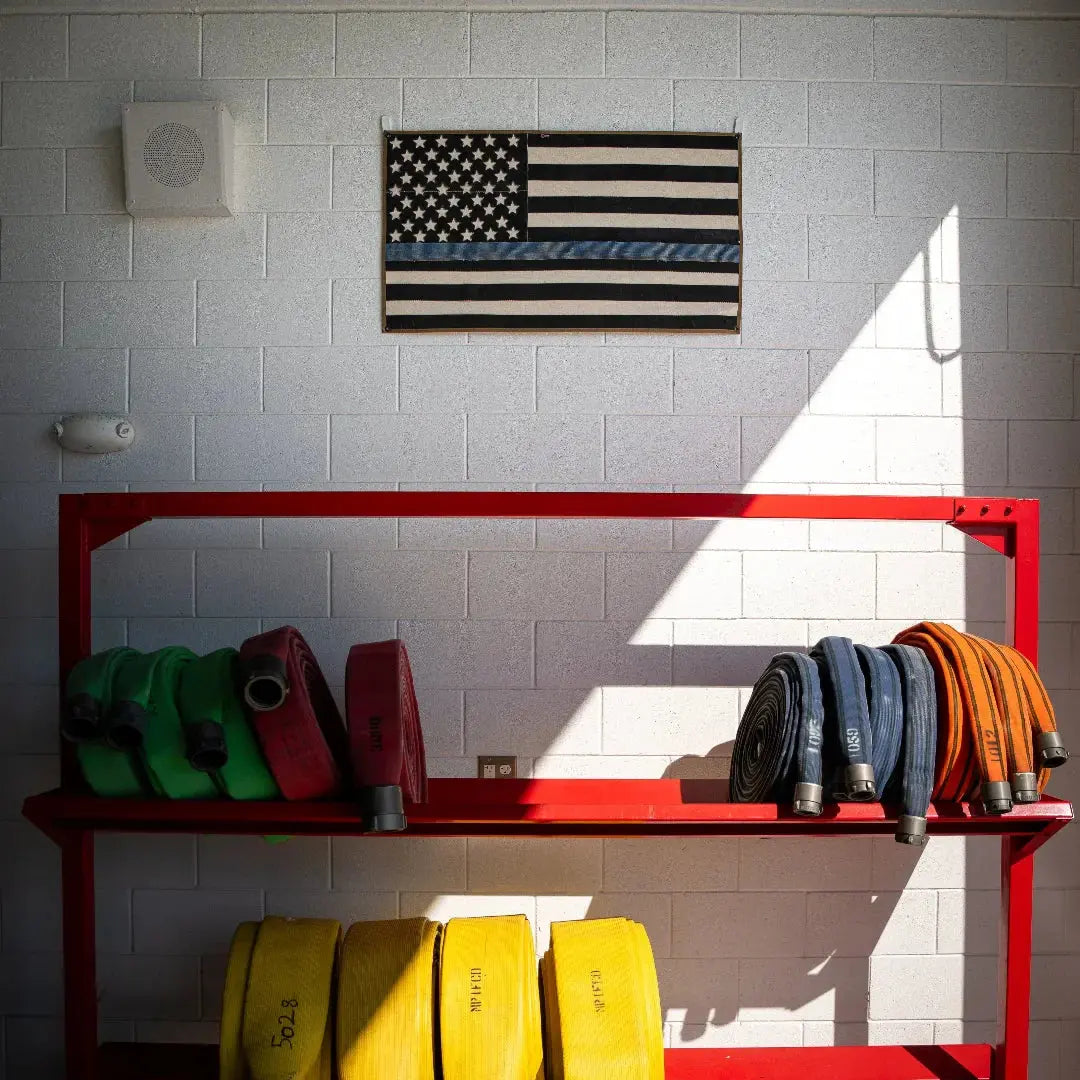 American Flag - Fire Hose - Thin Blue Line by Recycled Firefighter, Southern home decor detail photo 3