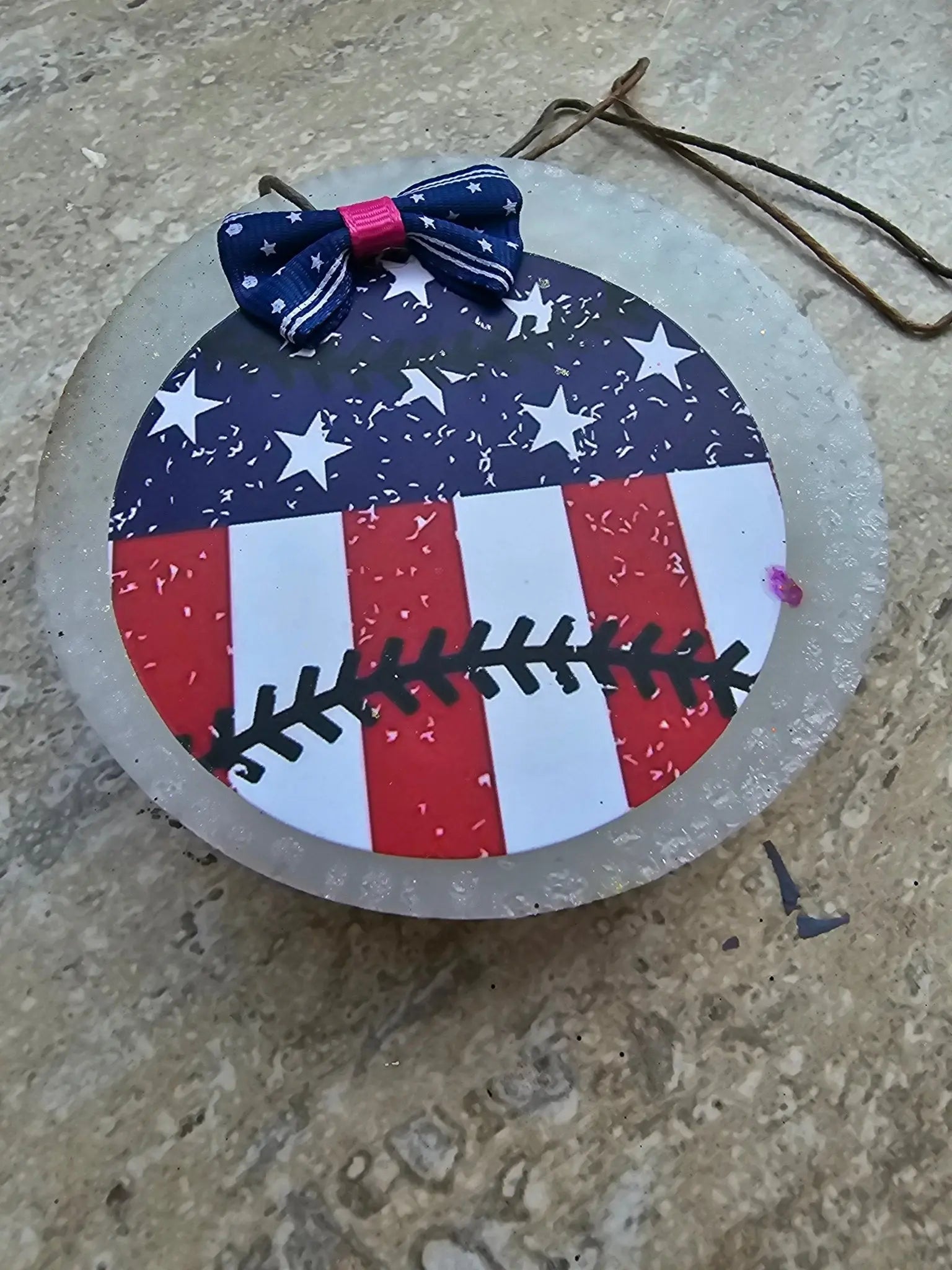 American Flag Baseball Car Freshie - Handmade Red, White & Blue Aroma Bead Air Freshener - Main Street Collective