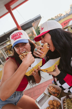 American Thighs - Royal Blue Vintage Trucker Hat by KenzKustomz, Southern lifestyle apparel detail photo 11