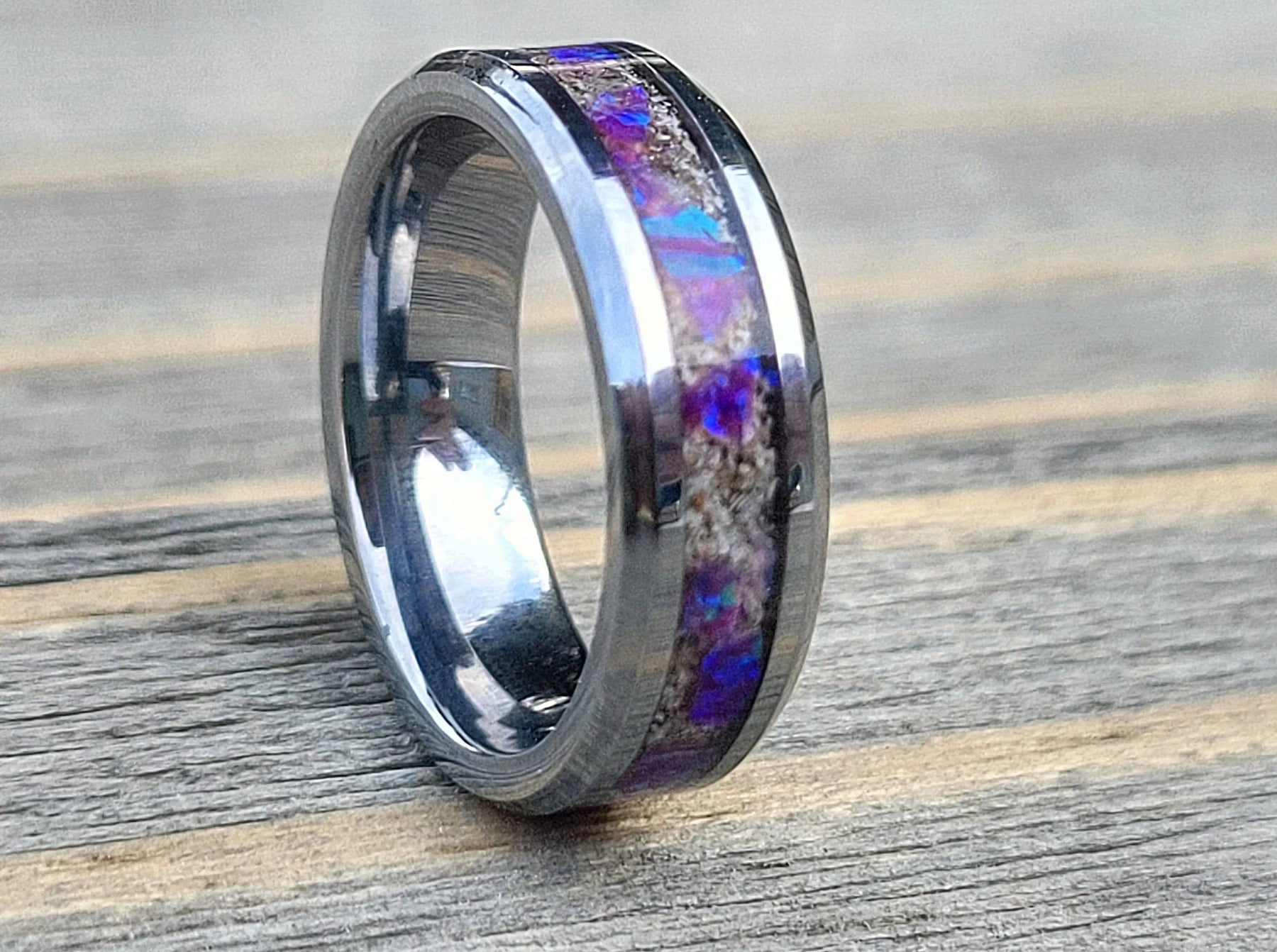 Amethyst Opal & Ashes Ring by Cotton Street Art Company, handmade jewelry detail photo 2