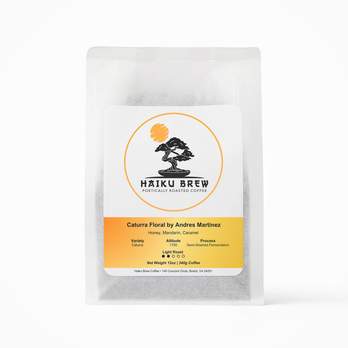 Caturra Floral coffee with honey, mandarin, and caramel notes