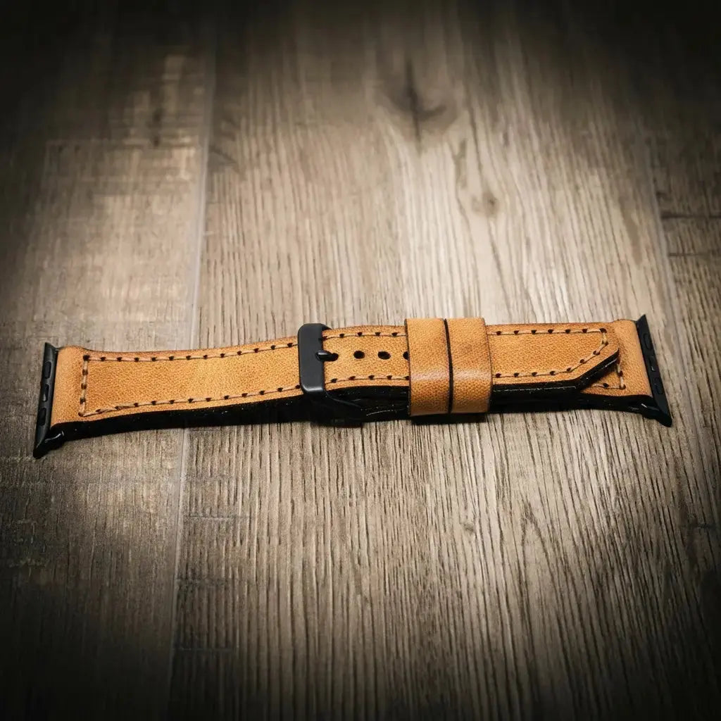 Apple Watch Leather Band by Bull Sheath Leather, handmade jewelry detail photo 3