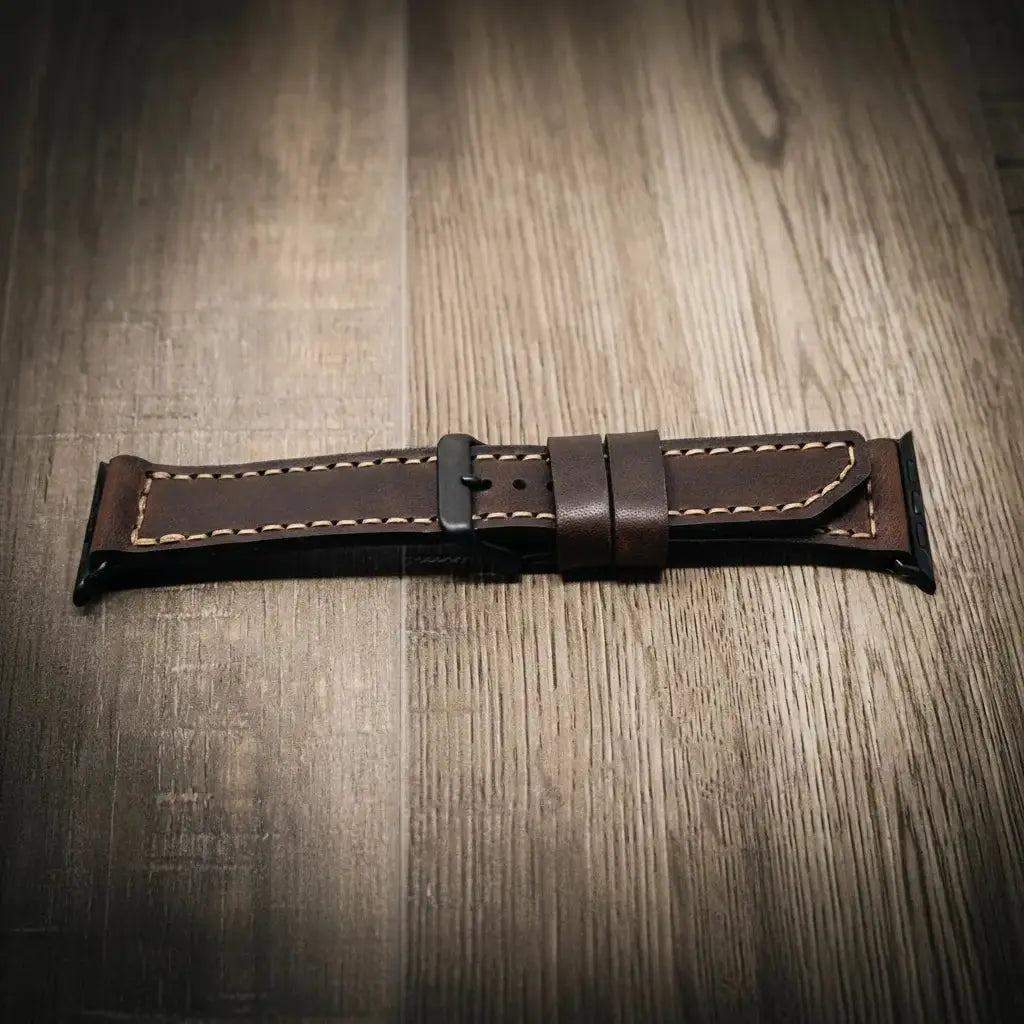 Apple Watch Leather Band by Bull Sheath Leather, handmade jewelry detail photo 6