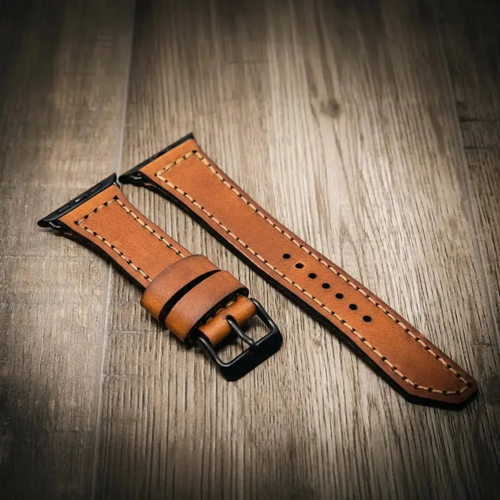 Apple Watch Leather Band by Bull Sheath Leather, handmade jewelry detail photo 8