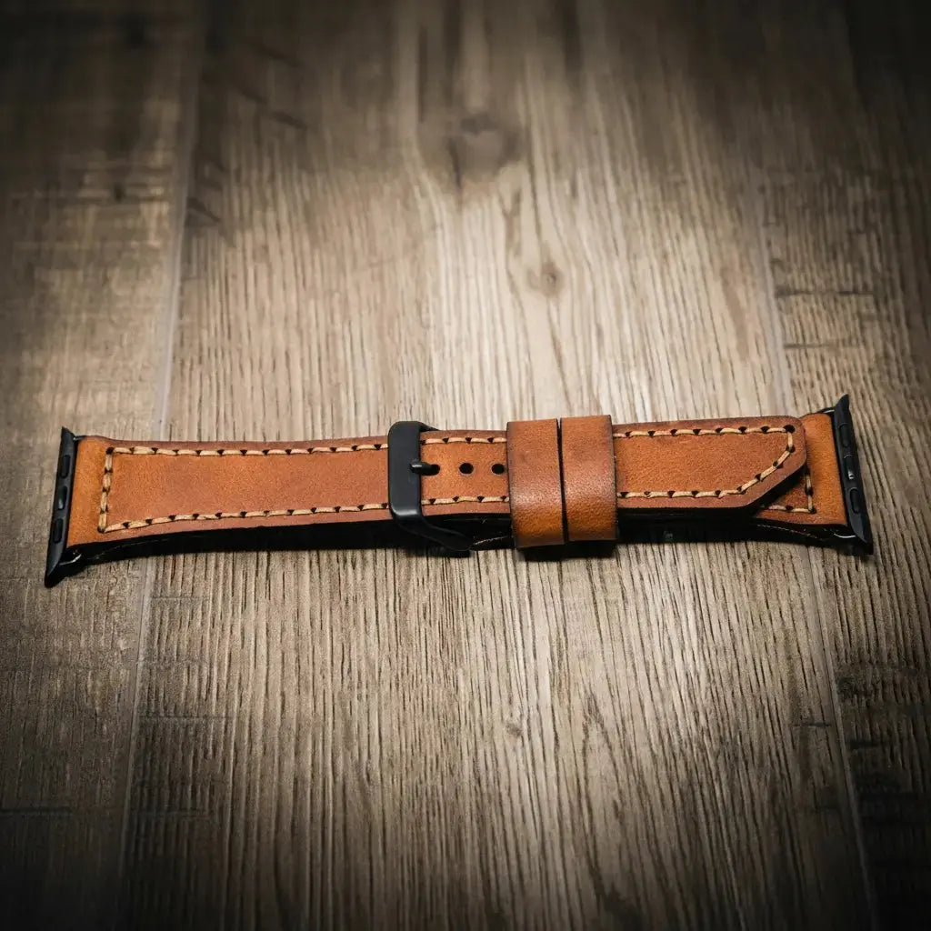 Apple Watch Leather Band by Bull Sheath Leather, handmade jewelry detail photo 9