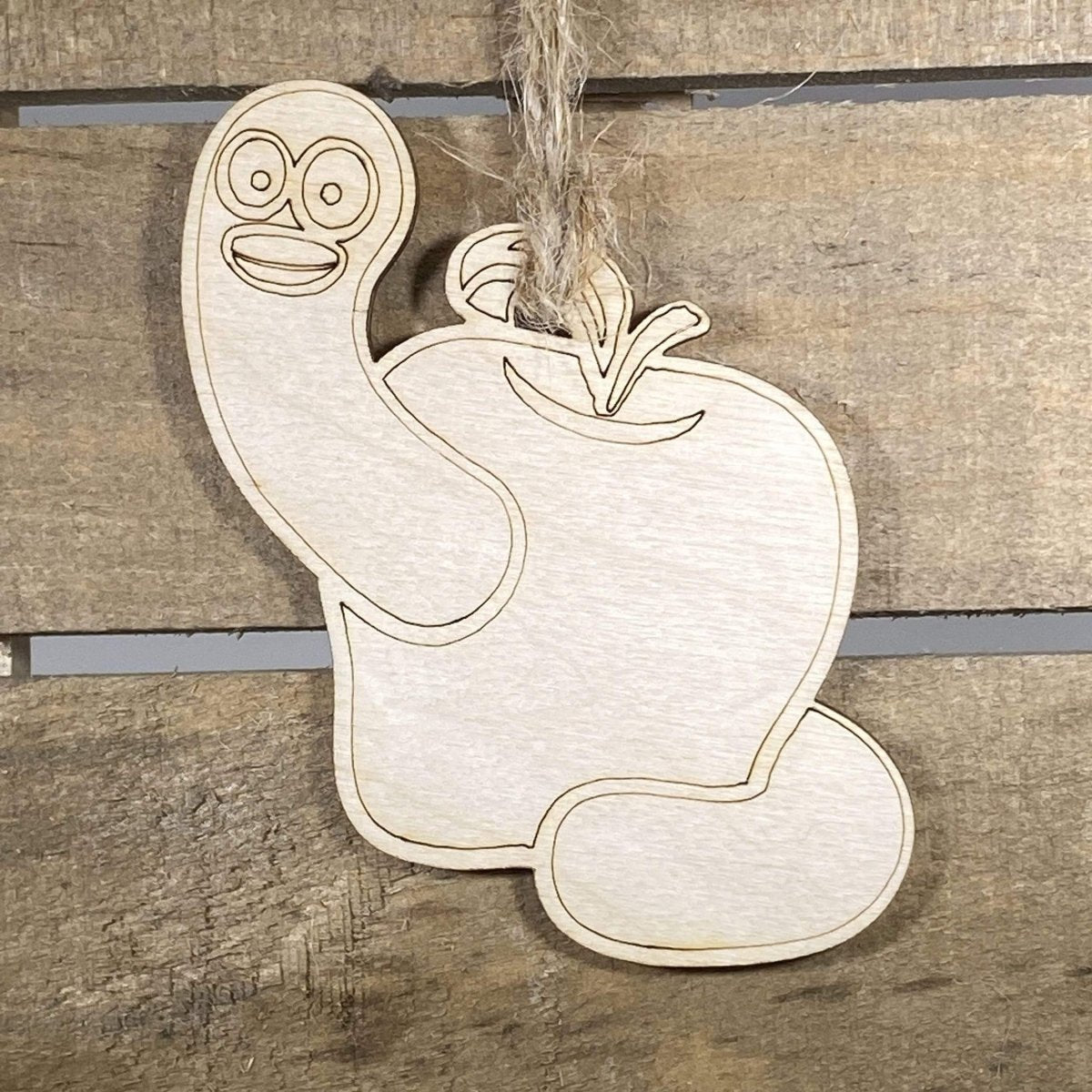 Apple and Worm Wooden Christmas Ornament | Teacher Holiday Gift by Cate's Concepts, LLC, Southern food gift main product photo