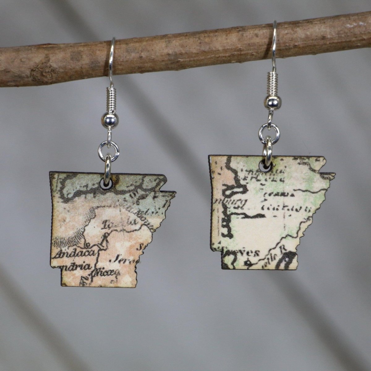 Arkansas State Wooden Earrings | Travel Souvenir Jewelry