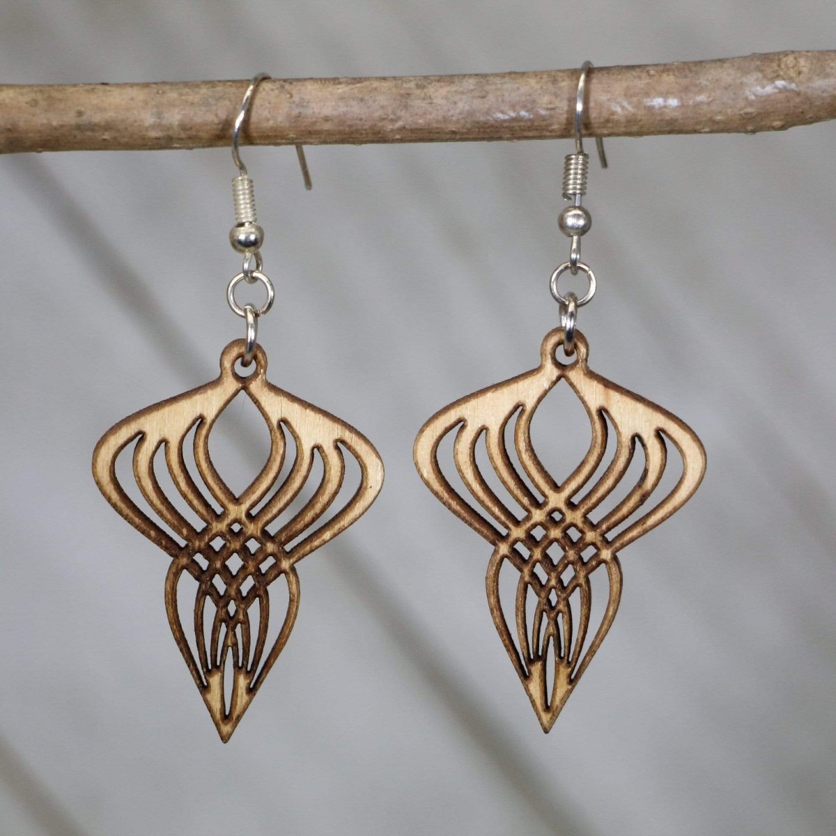 Gatsby Twist Wooden Dangle Earrings | Art Deco Vintage Jewelry