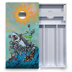 Artist Series Cornhole Boards - All Weather Series - Great White Wave by Cornhole Solutions, custom cornhole board detail photo 4