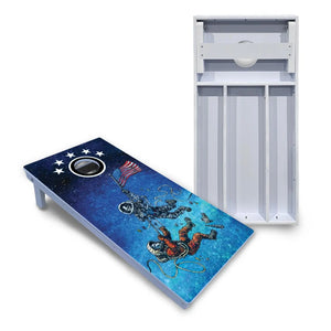 Artist Series Cornhole Boards - All Weather Series - Space Race by Cornhole Solutions, custom cornhole board main product photo