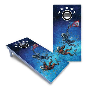 Artist Series Cornhole Boards - All Weather Series - Space Race by Cornhole Solutions, custom cornhole board detail photo 2