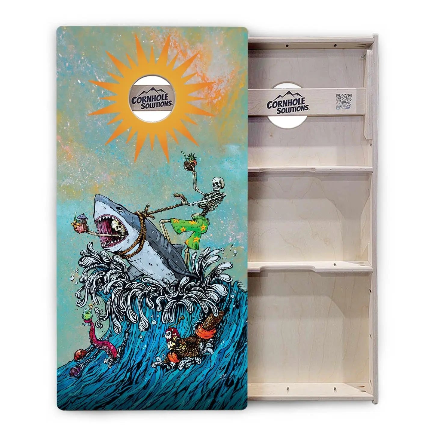 Artist Series Cornhole Boards - Professional Tournament Series - Great White Wave by Cornhole Solutions, custom cornhole board detail photo 4