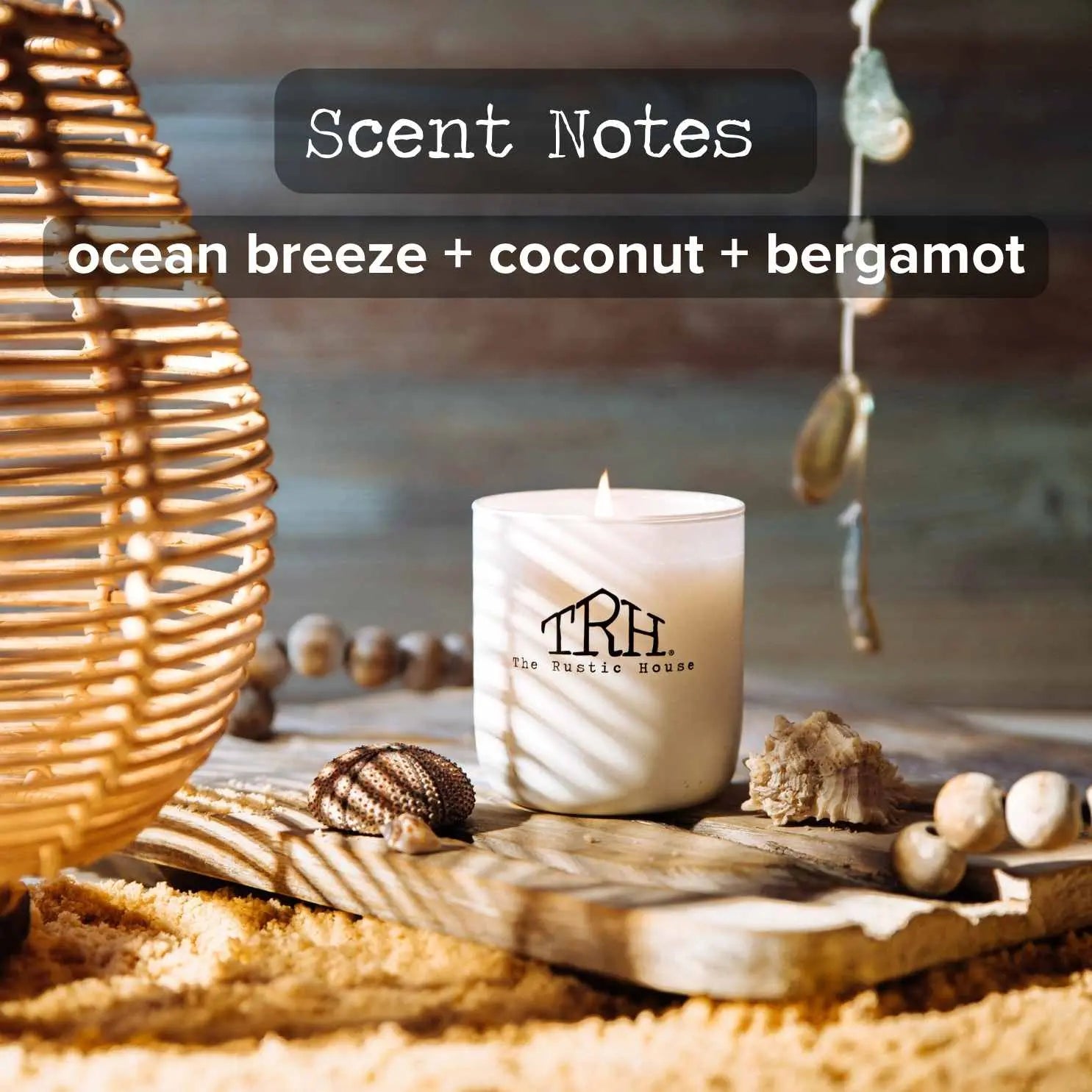 At the Beach Candle by The Rustic House, scented candle detail photo 2