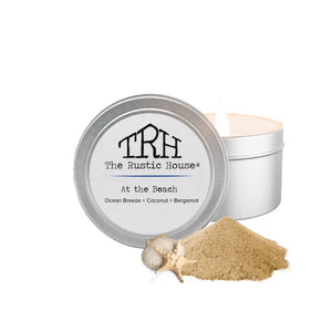 At the Beach Travel Tin by The Rustic House, scented candle main product photo