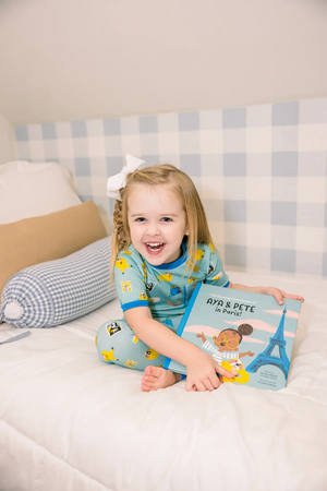 Aya & Pete in Paris Organic Cotton Kids Pajamas & Book Set Nola Tawk