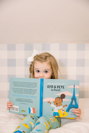 Aya & Pete in Paris Organic Cotton Kids Pajamas & Book Set Nola Tawk