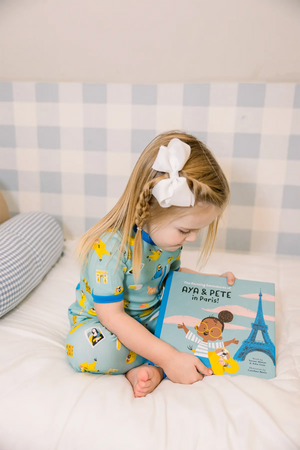 Aya & Pete in Paris Organic Cotton Kids Pajamas & Book Set Nola Tawk