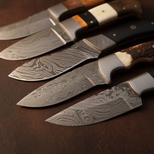 Skinning Knife Set of 5 with Bone, Stag and Exotic Wood Handle Scales