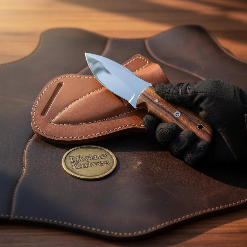 Walnut D2 Steel Mini Dagger with Polished by Divine Knives