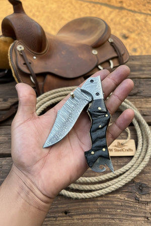 Grithorn Damascus Folder by JW SteelCrafts