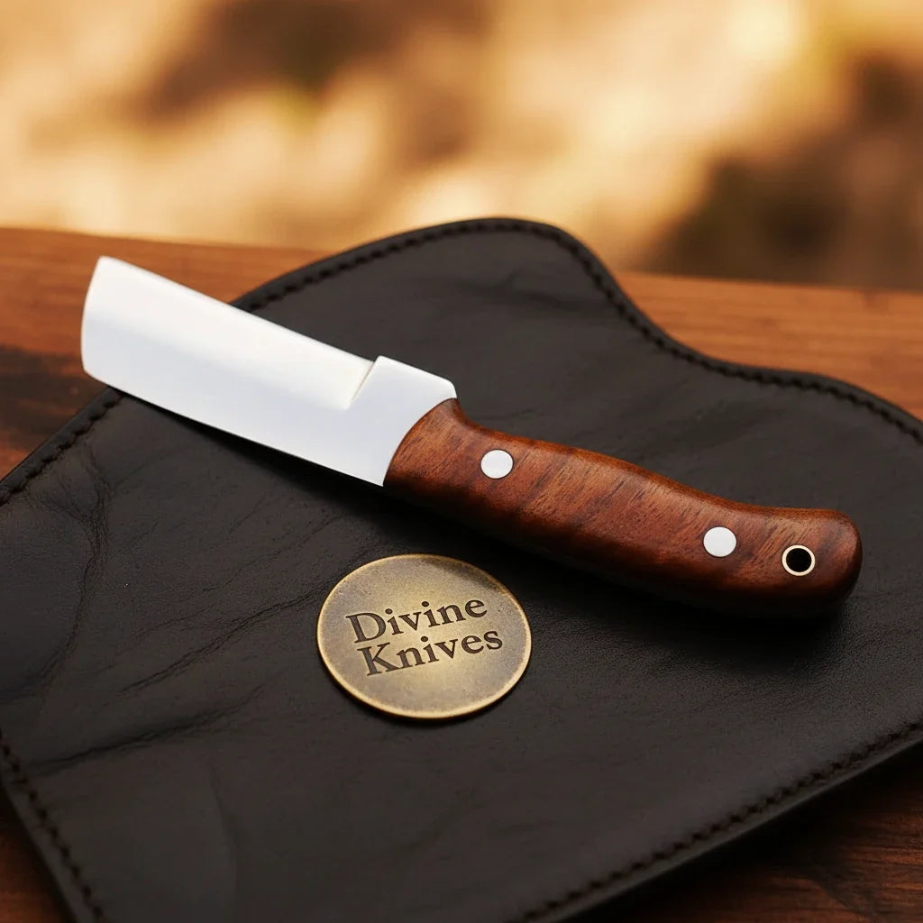Rosewood D2 Steel Tanto Bull Cutter with Classic Wood Grip by Divine Knives — view 3 of 4