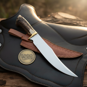 Crown Stag Trailing Point Hunter with Polished Blade