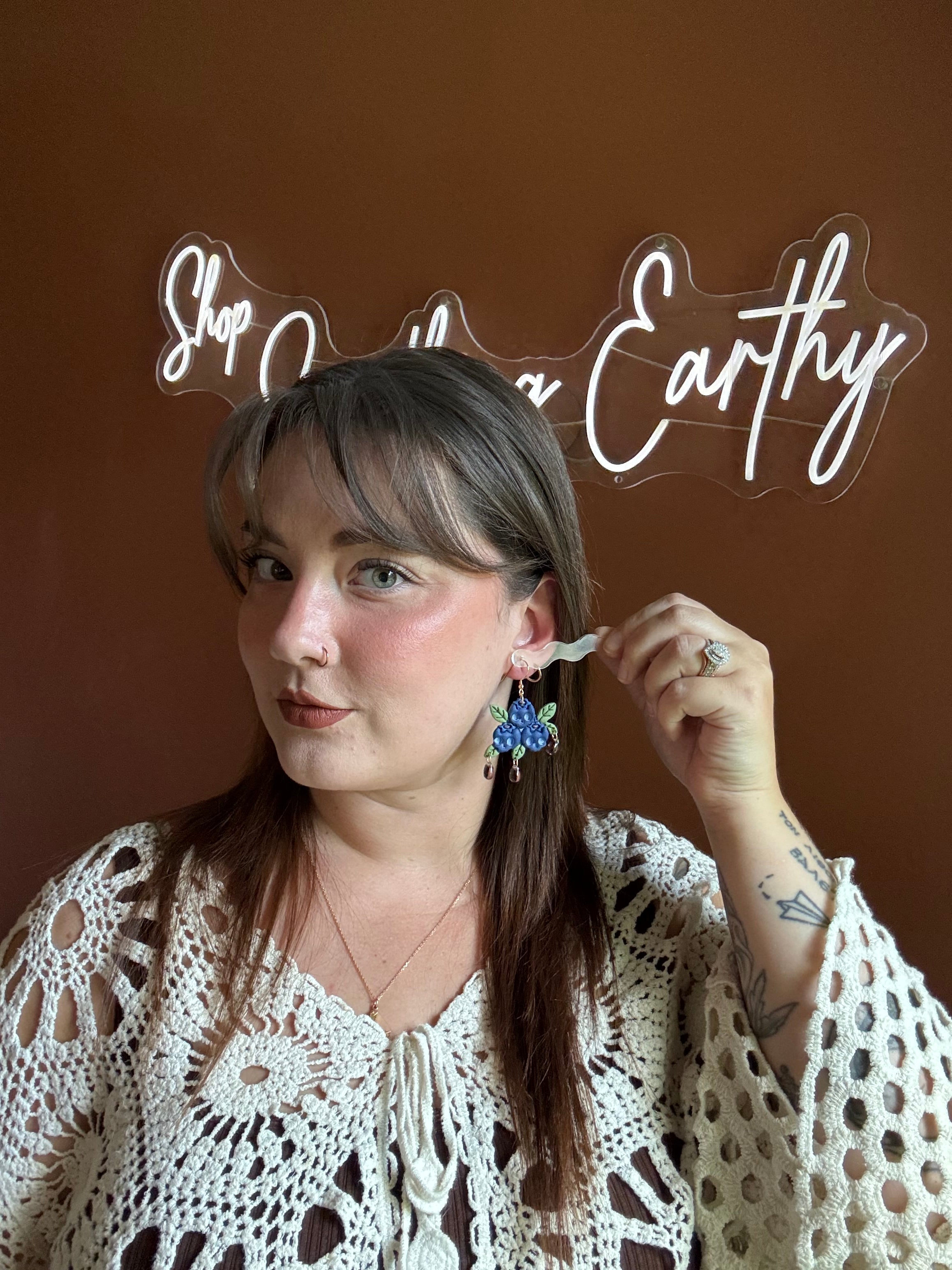 Blueberry Bramble handmade polymer clay earrings by Shop Something Earthy — view 2 of 2