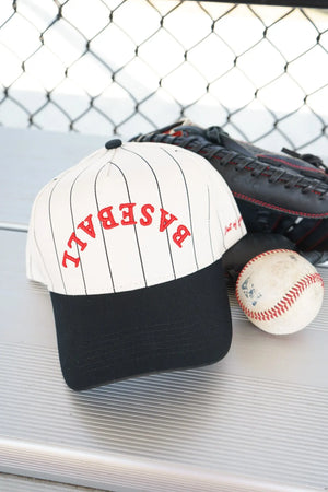 BASEBALL - Red on Black Stripe Vintage Hat KenzKustomz