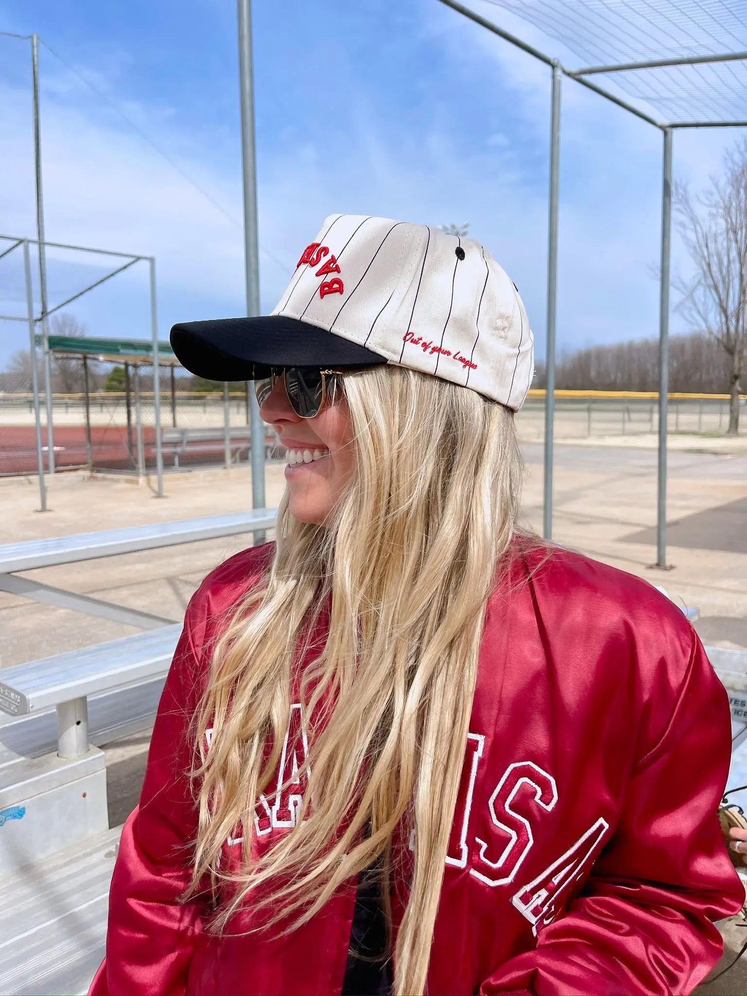 BASEBALL - Red on Black Stripe Vintage Hat KenzKustomz