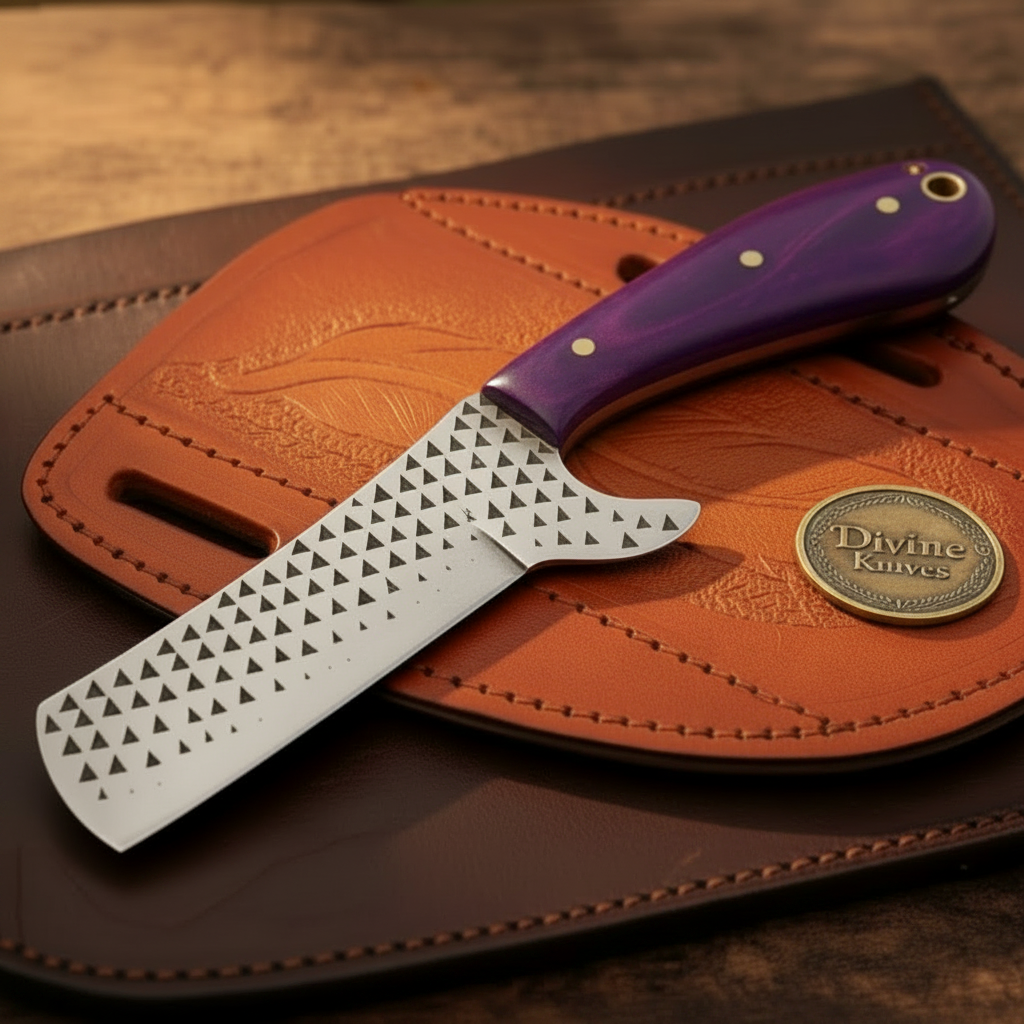 Purple Resin Handle Cowboy Bull Cutter by Divine Knives