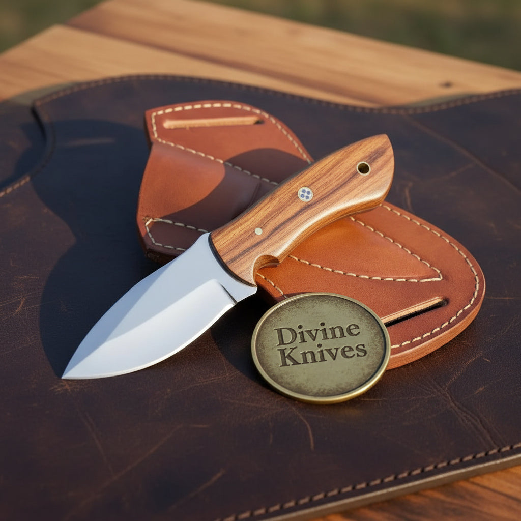 Walnut D2 Steel Mini Dagger with Polished product detail, view 3