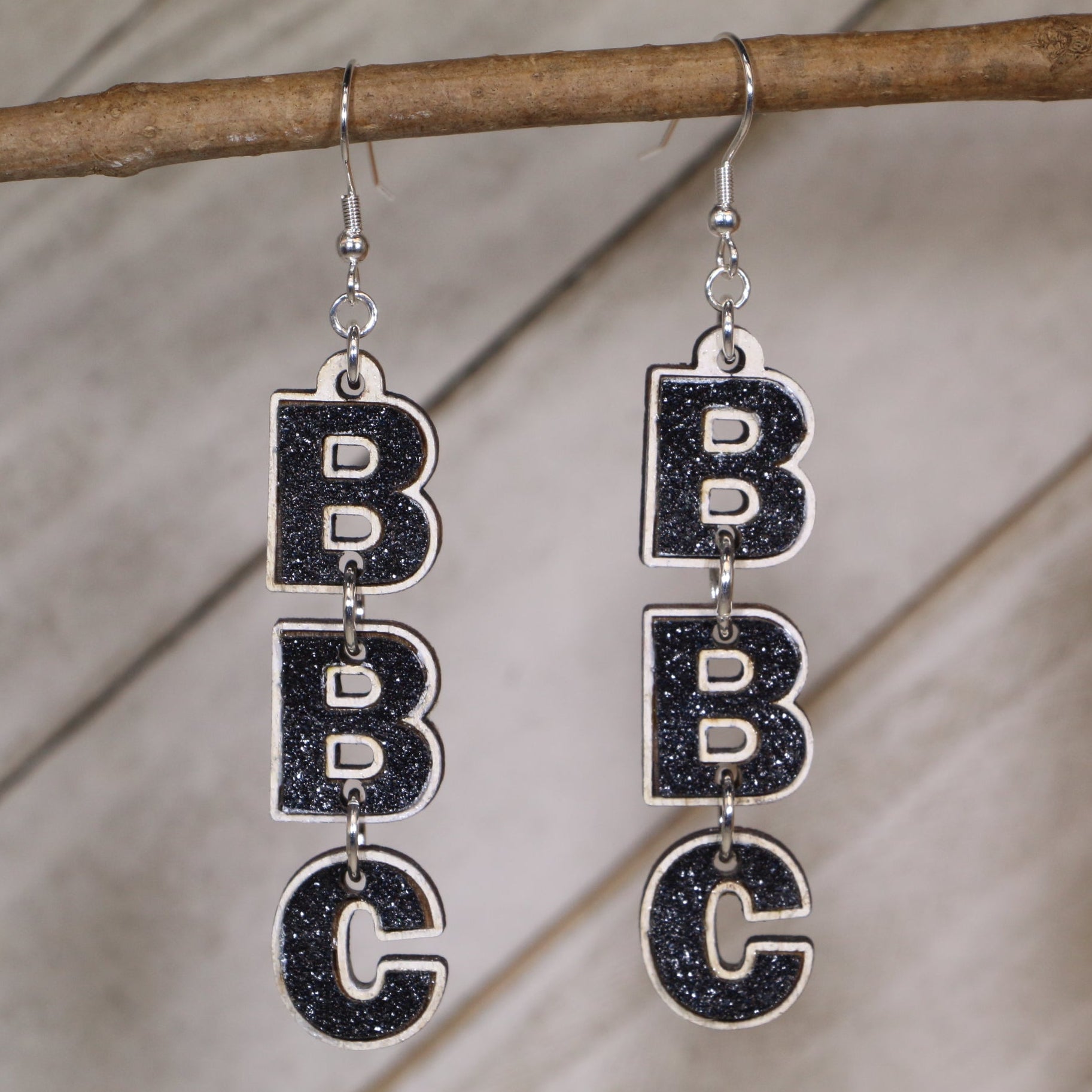BBC Letter Wooden Dangle Earrings | Funny Adult Humor Novelty Jewelry