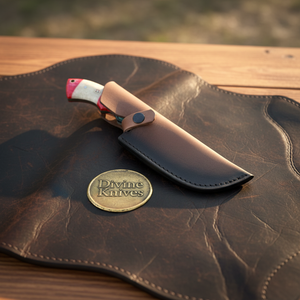Segmented Resin Damascus Tracker Knife with Color-Blocked Handle