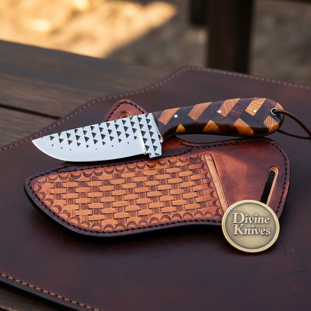 Chevron Wood Handle Rasp Skinner with Zigzag Wood Handle