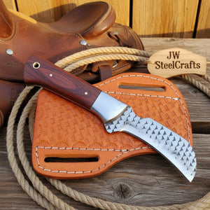 Redwood Textured Trapper Cowboy Knife 7" High Carbon with Rosewood Handle