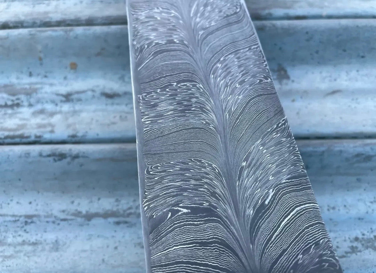 Silvertrail Damascus Billet Bar 16" Handmade Raindrop Pattern by JW SteelCrafts — detail view 2