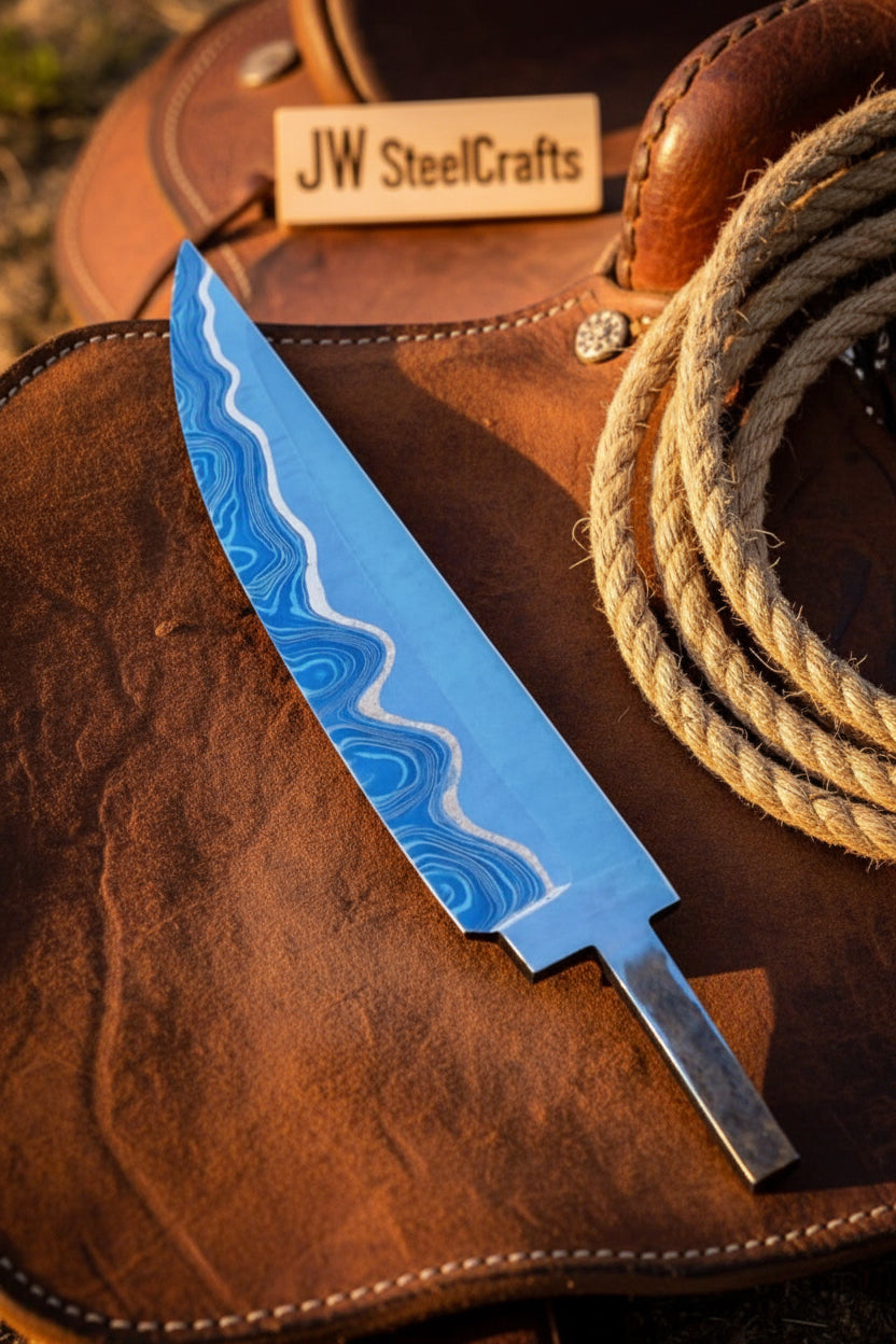 Sapphire Trail San Mai Gyuto Knife Blank by JW SteelCrafts, alternate view 4