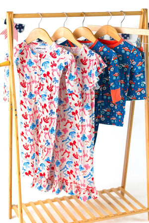 Red, White, & Blue Nightgown | Patriotic Bows Girls Bamboo Nightgown by Boosh Baby image 7