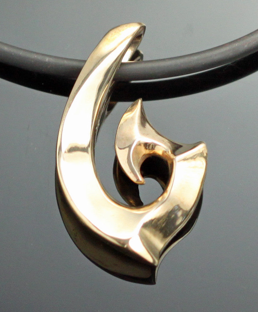 Bronze Tribal Hook Pendant on Leather Cord