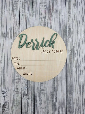 Baby Announcement Sign With Birth Stats EverLee Creations