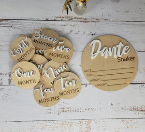 Baby Announcement Sign With Birth Stats and Milestone Discs by EverLee Creations, Southern home decor main product photo
