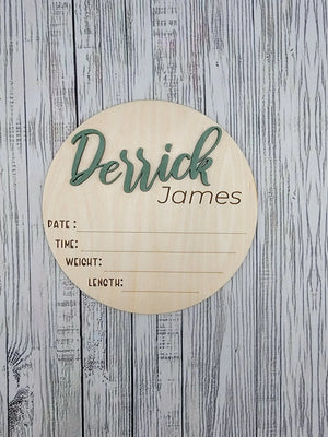 Baby Announcement Sign With Birth Stats and Milestone Discs by EverLee Creations, Southern home decor detail photo 3