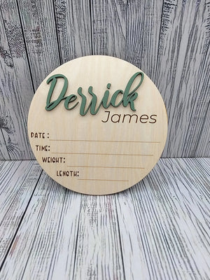 Baby Announcement Sign With Birth Stats and Milestone Discs by EverLee Creations, Southern home decor detail photo 5