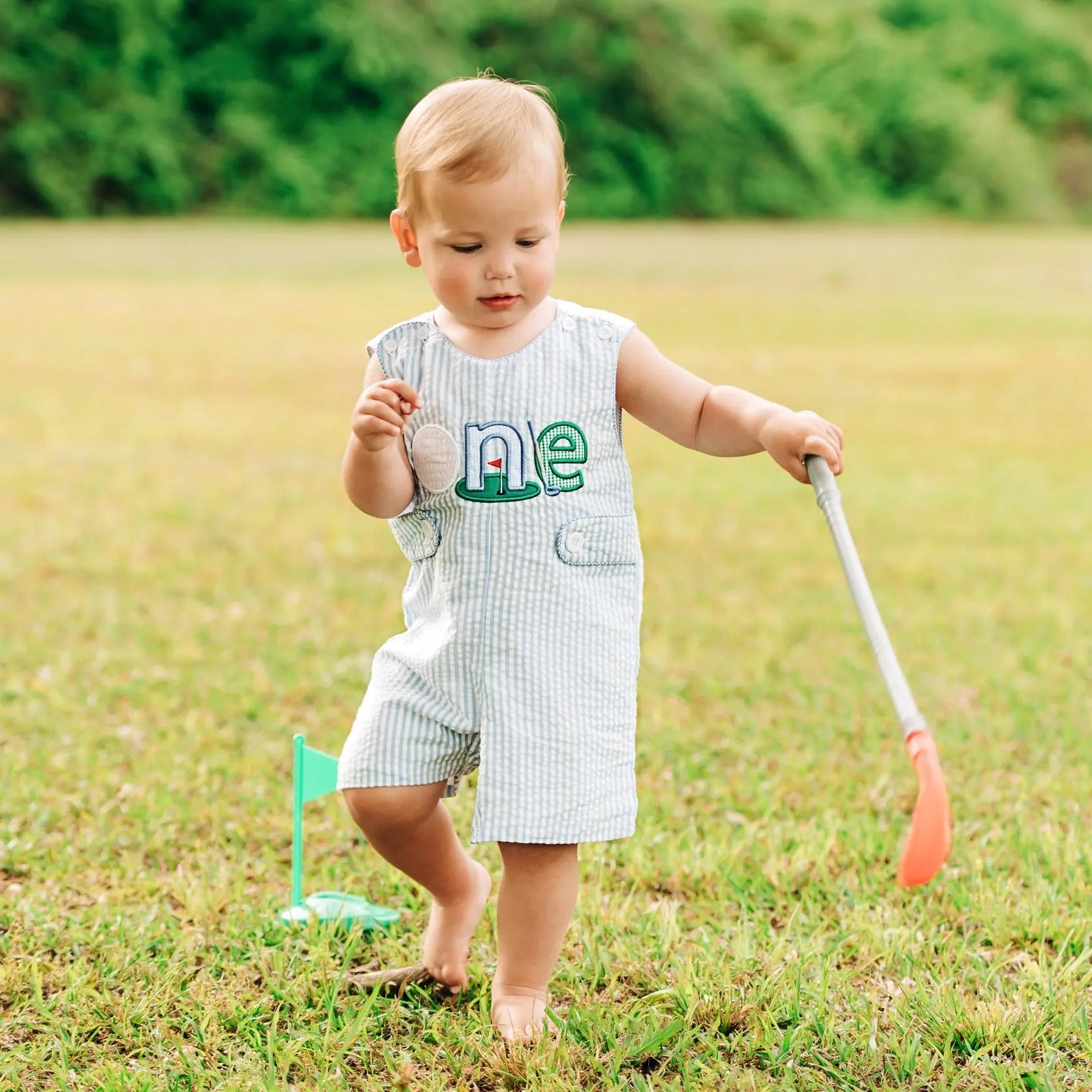 Baby Boy First Birthday Golf Outfit | Hole-In-One Jon Jon Seven Lantern Lane