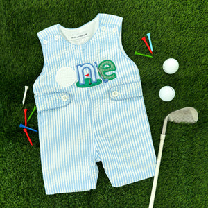 Baby Boy First Birthday Golf Outfit | Hole-In-One Jon Jon by Seven Lantern Lane, children's boutique clothing detail photo 2
