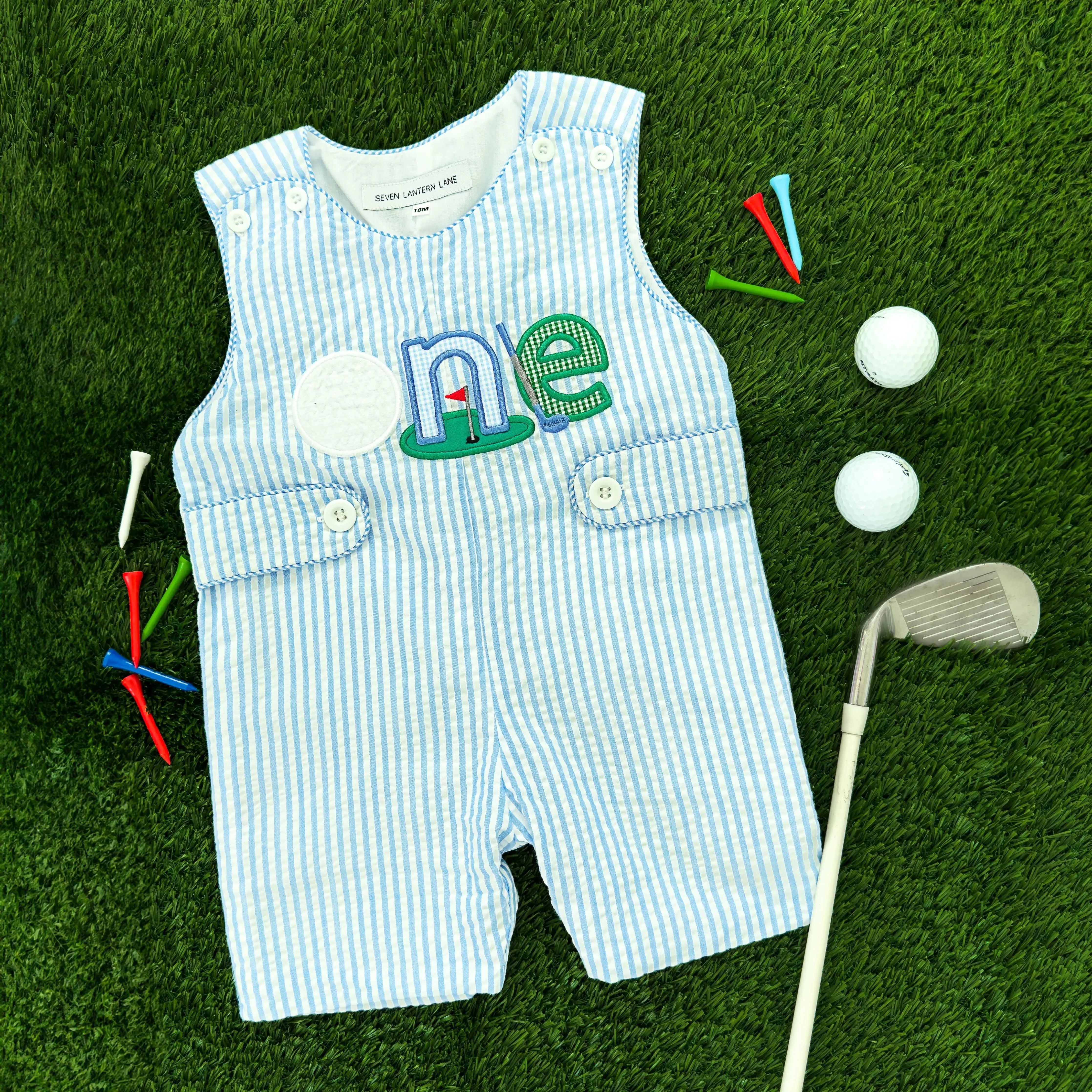 Baby Boy First Birthday Golf Outfit | Hole-In-One Jon Jon Seven Lantern Lane