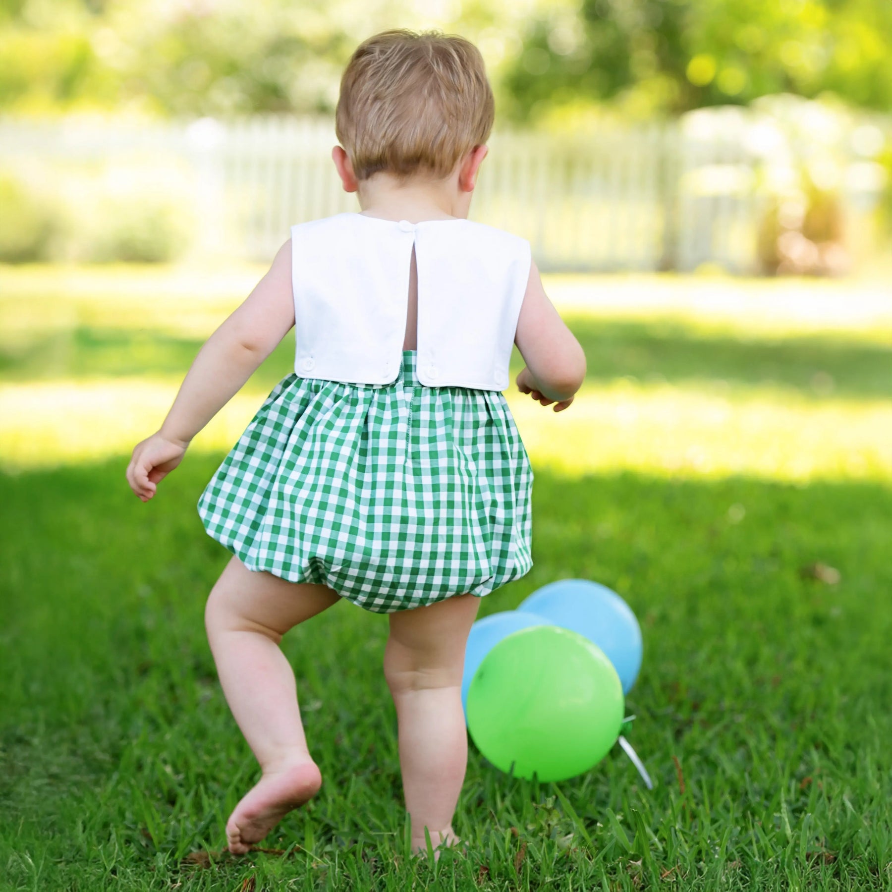 Baby Boy First Birthday Golf Outfit | Hole-In-One Reversible Golf Bubble by Seven Lantern Lane, children's boutique clothing detail photo 7