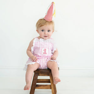 Baby Girl Smocked First Birthday Bubble by Seven Lantern Lane, children's boutique clothing detail photo 9