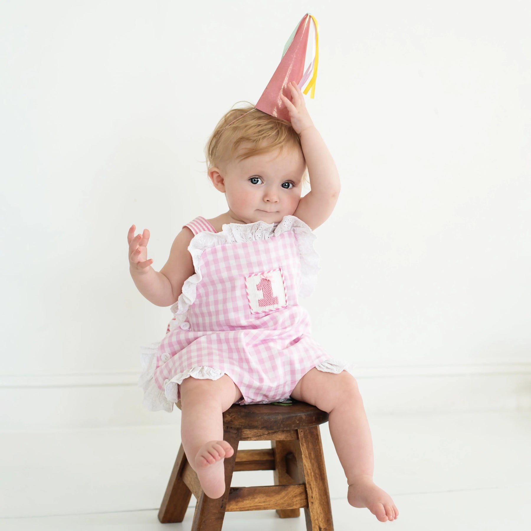Baby Girl Smocked First Birthday Bubble by Seven Lantern Lane, children's boutique clothing detail photo 11