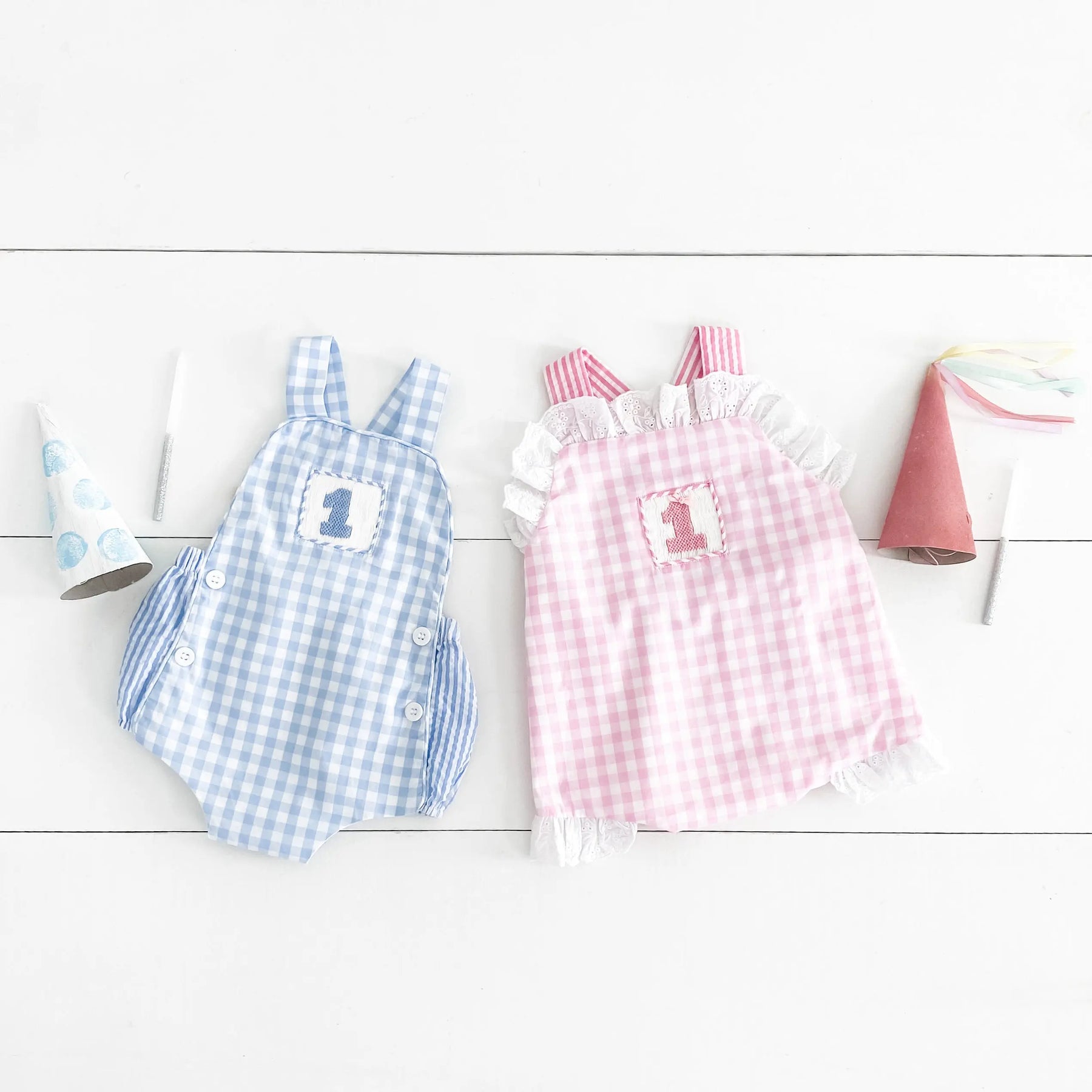 Baby Girl Smocked First Birthday Bubble by Seven Lantern Lane, children's boutique clothing detail photo 15
